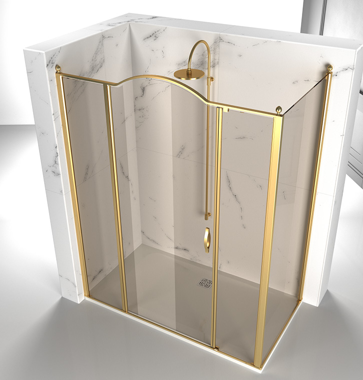 Vismaravetro - classic-style shower enclosure with hinged shower door - Gold collection