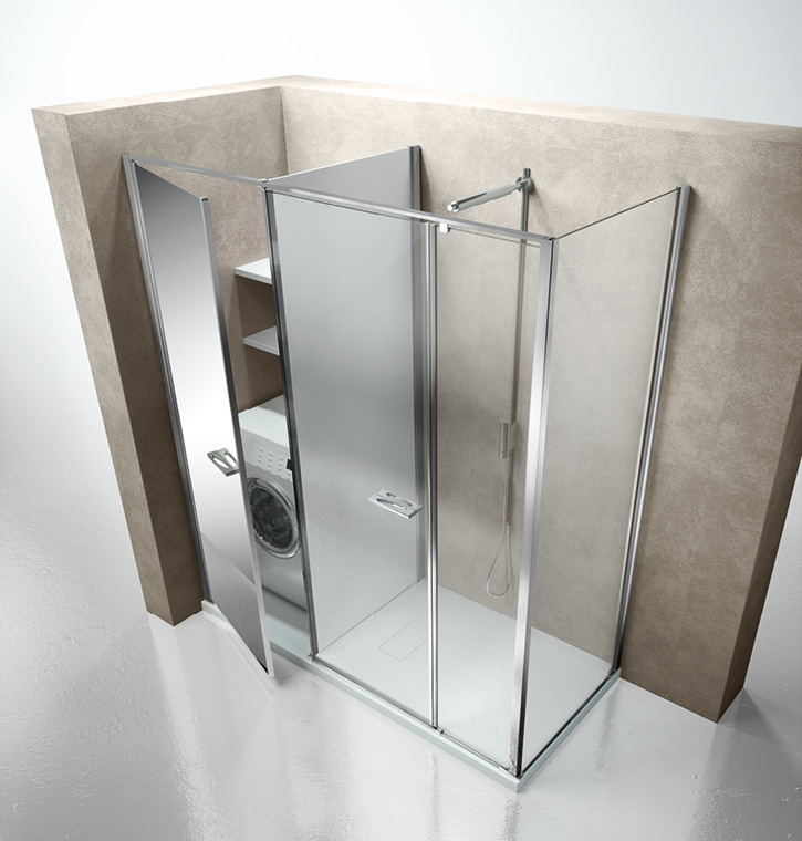 Vismaravetro - shower enclosure with washing machine compartment or storage space - Twin collection