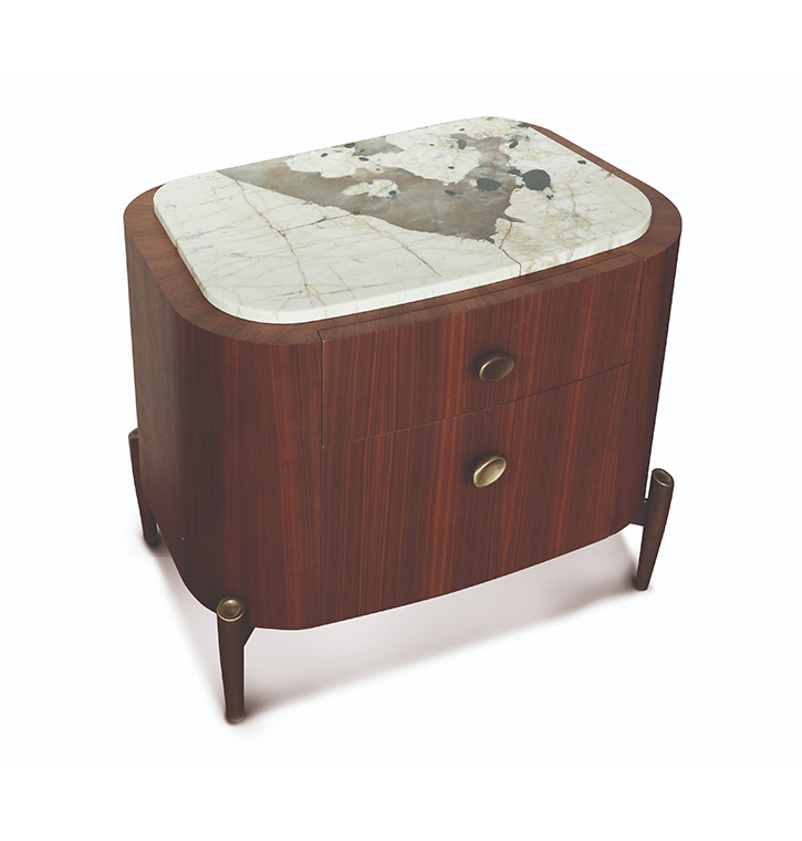 Bellotti Ezio - LAPETO - Rounded wooden bedside table with drawers