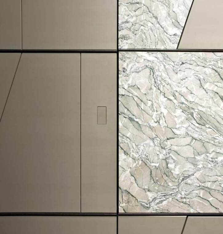 laurameroni luxury wall panels in wood, metal or fabric for high end integrated systems