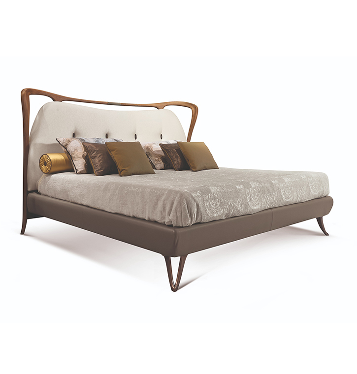 Bellotti Ezio - CRONO - Contemporary style wooden double bed with tufted headboard with upholstered headboard