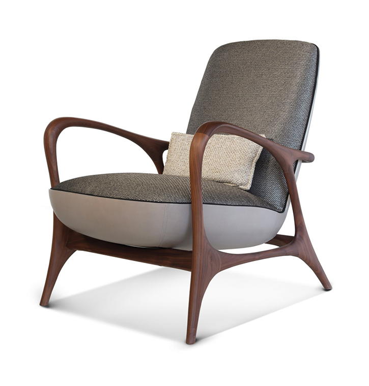 Bellotti Ezio - REA - Upholstered high-back fabric armchair with armrests