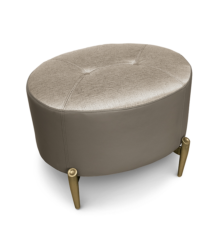Bellotti Ezio - AFRODITE - Tufted upholstered oval leather pouf