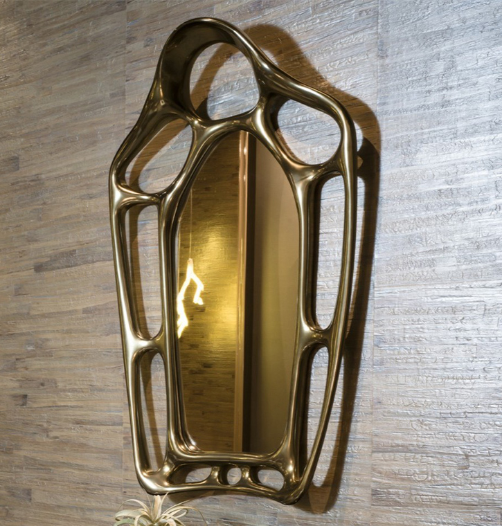 Bellotti Ezio - OMERO - Specchio in legno massello laccato liquid-bronze