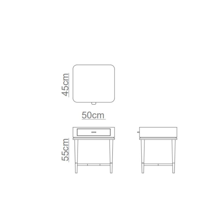 Cris Bedside Table Technical Drawing