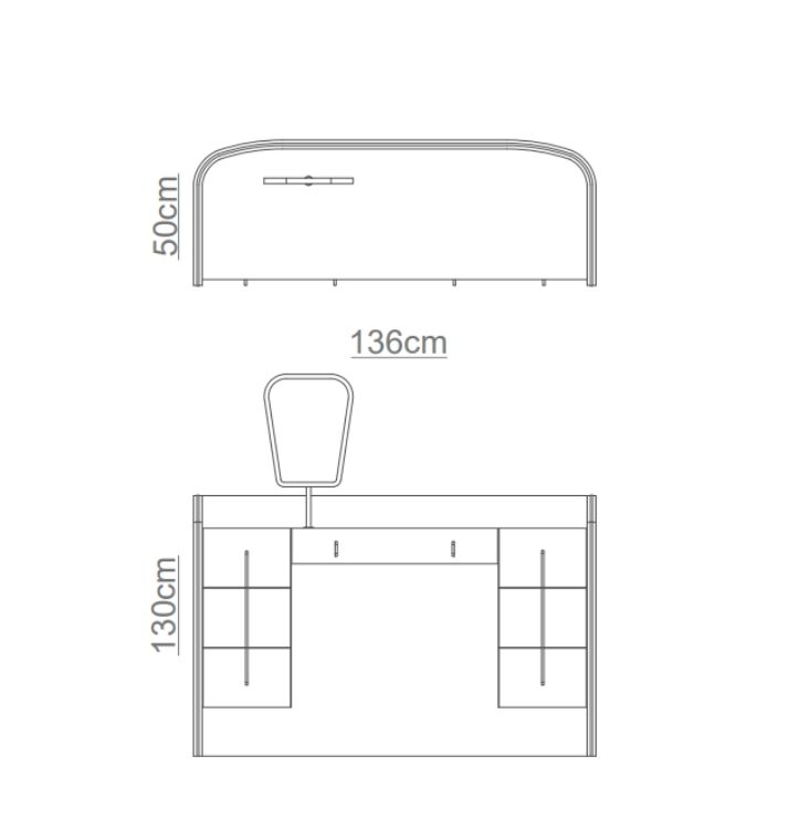 CORALINA Dressing Table technical drawing