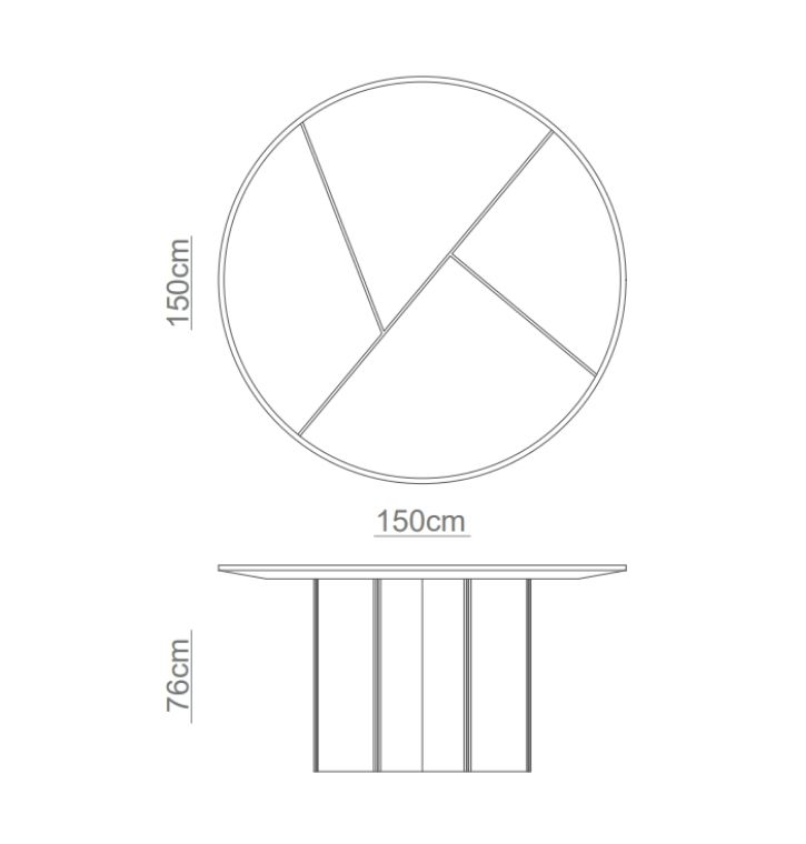 LORCA II Dining Table technical drawing