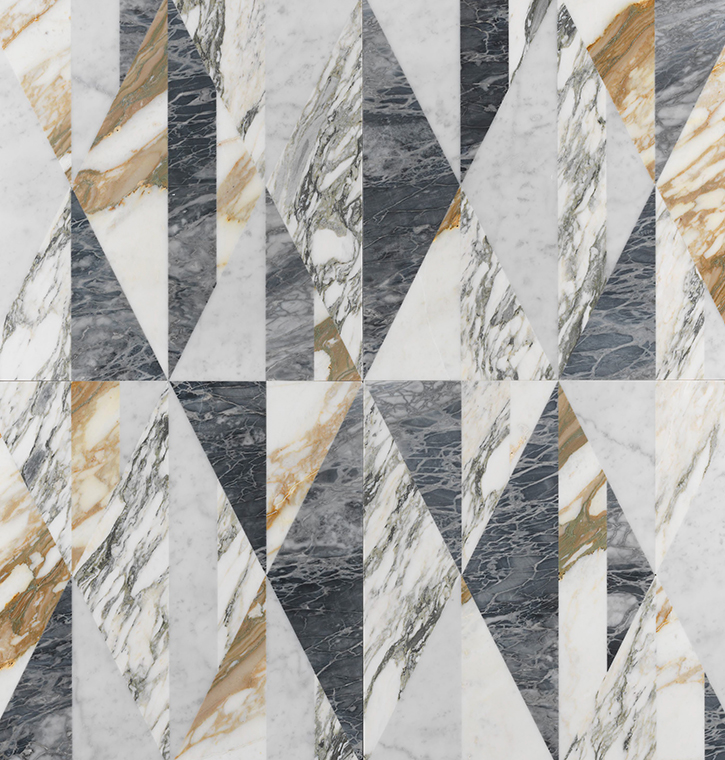 Lithos Design - Tangram patchwork luxury inlaid marble covering