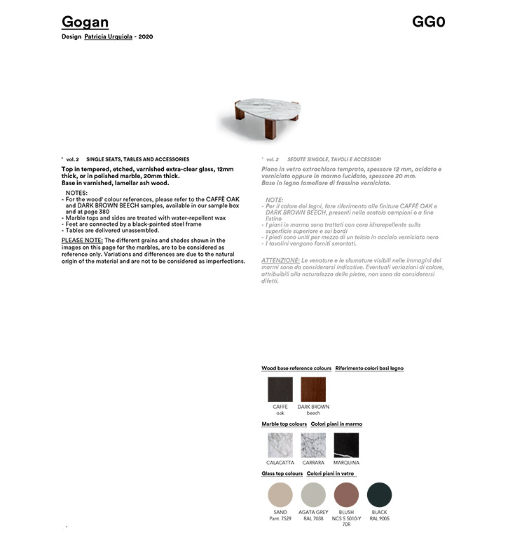 Moroso Gogan low table scheda tecnica