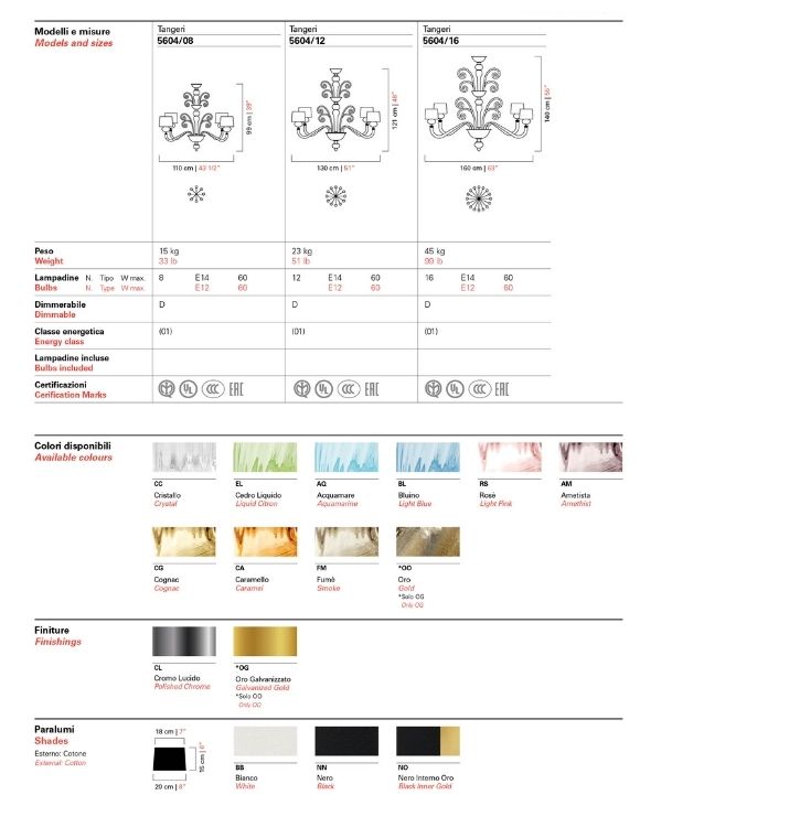 Tangeri Chandelier - Product Sheet