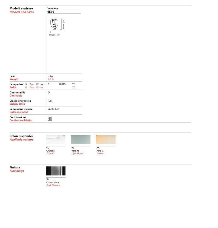 Veronese Table Lamp - Product Sheet