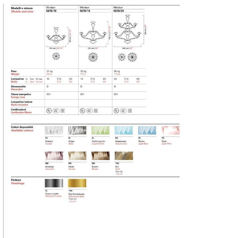 Windsor Chandelier - Product Sheet