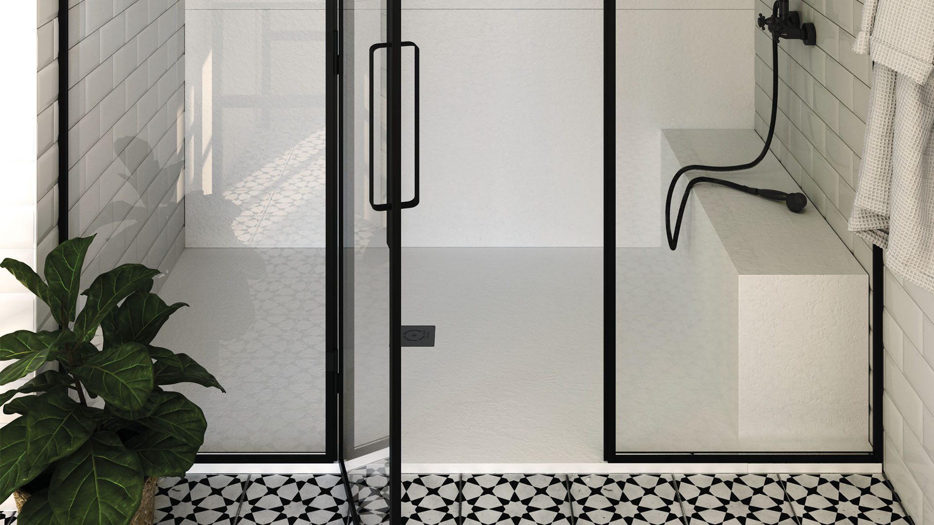 Shower tray Relief Plus with Poseidon Banc by QuareDesign
