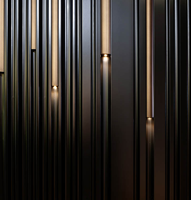 laurameroni textured geometrical wall panelling in wood metal marble or fabric