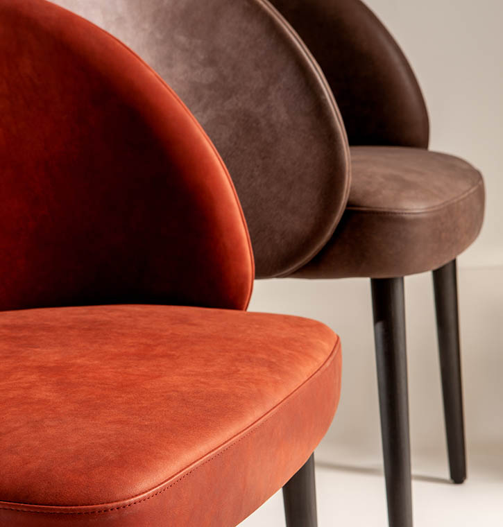 laurameroni minimal chair in leather velvet or fabric