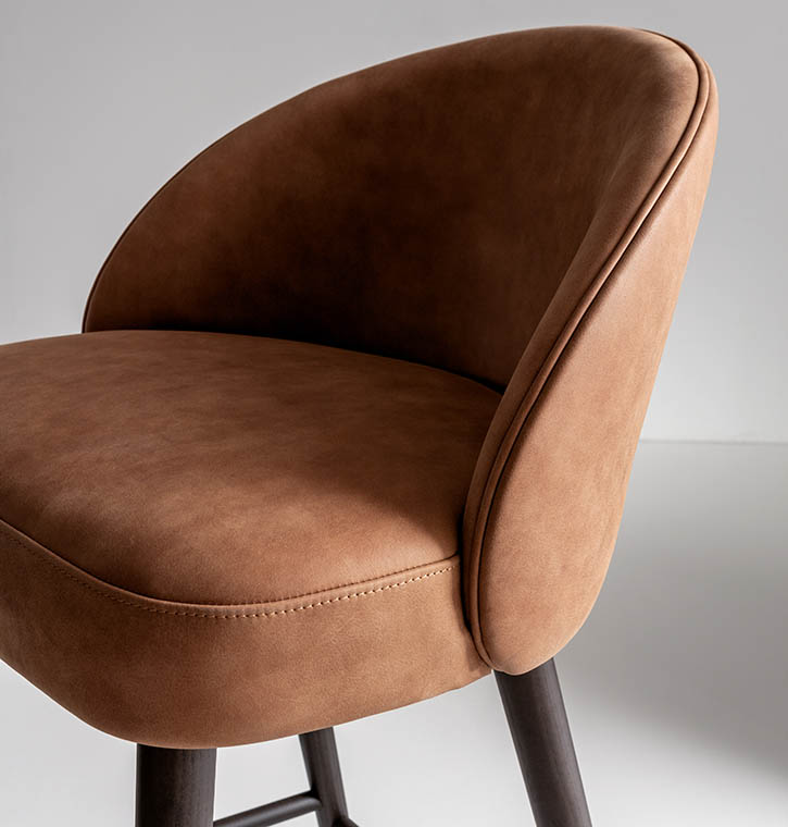 laurameroni minimal high stool in leather velvet or fabric