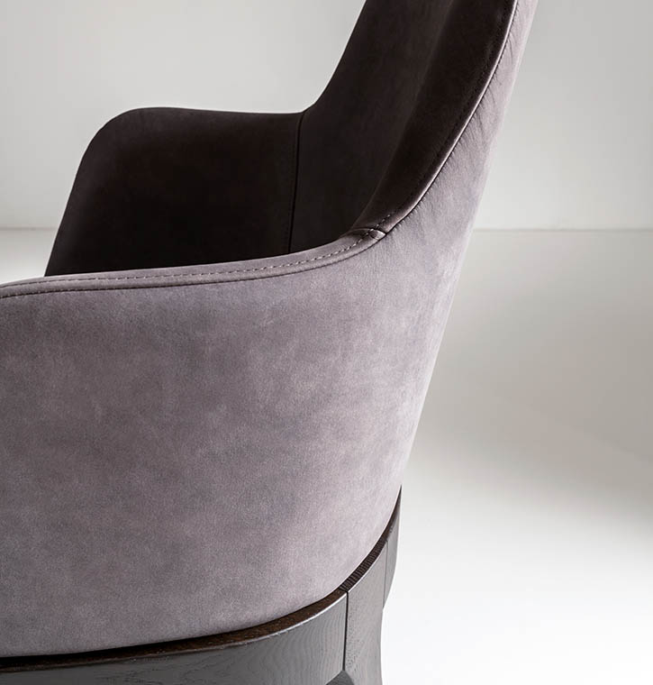 laurameroni minimal chair or armchair in leather velvet or fabric