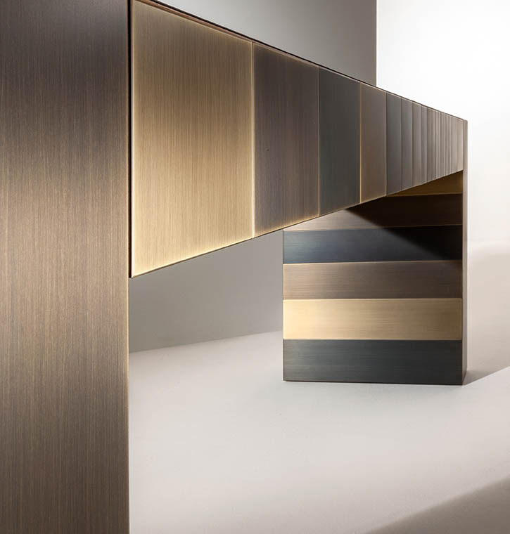 laurameroni luxury desk in brass, copper, steel or iron
