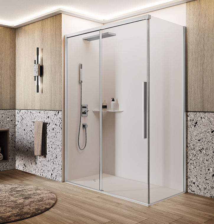 Box doccia angolare con soft-close