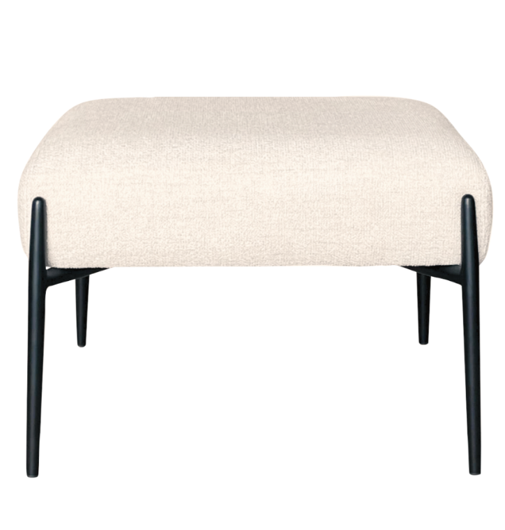 DAN-FORM's GLAM footstool in bone white bouclé fabric