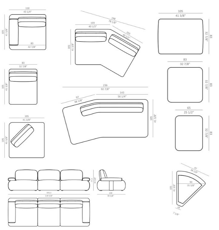 BRISTOL modular sofa Technical Drawing