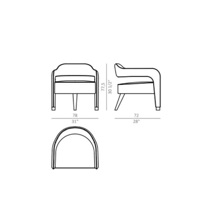 Invicta Armchair technical drawing