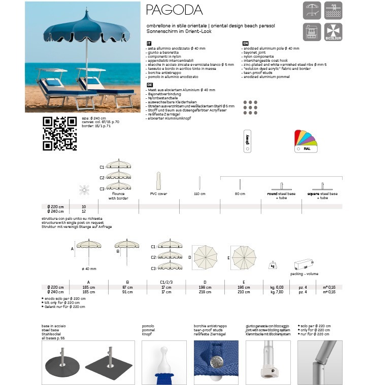 CREMA OUTDOOR - Pagoda  technical data sheet