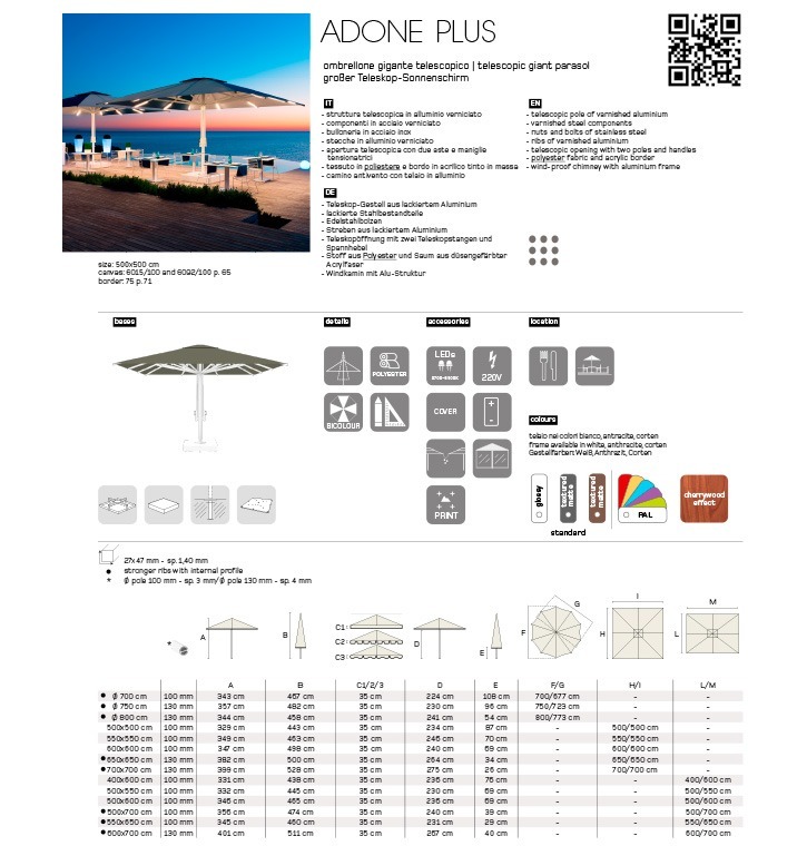 CREMA OUTDOOR - Adone plus technical data sheet