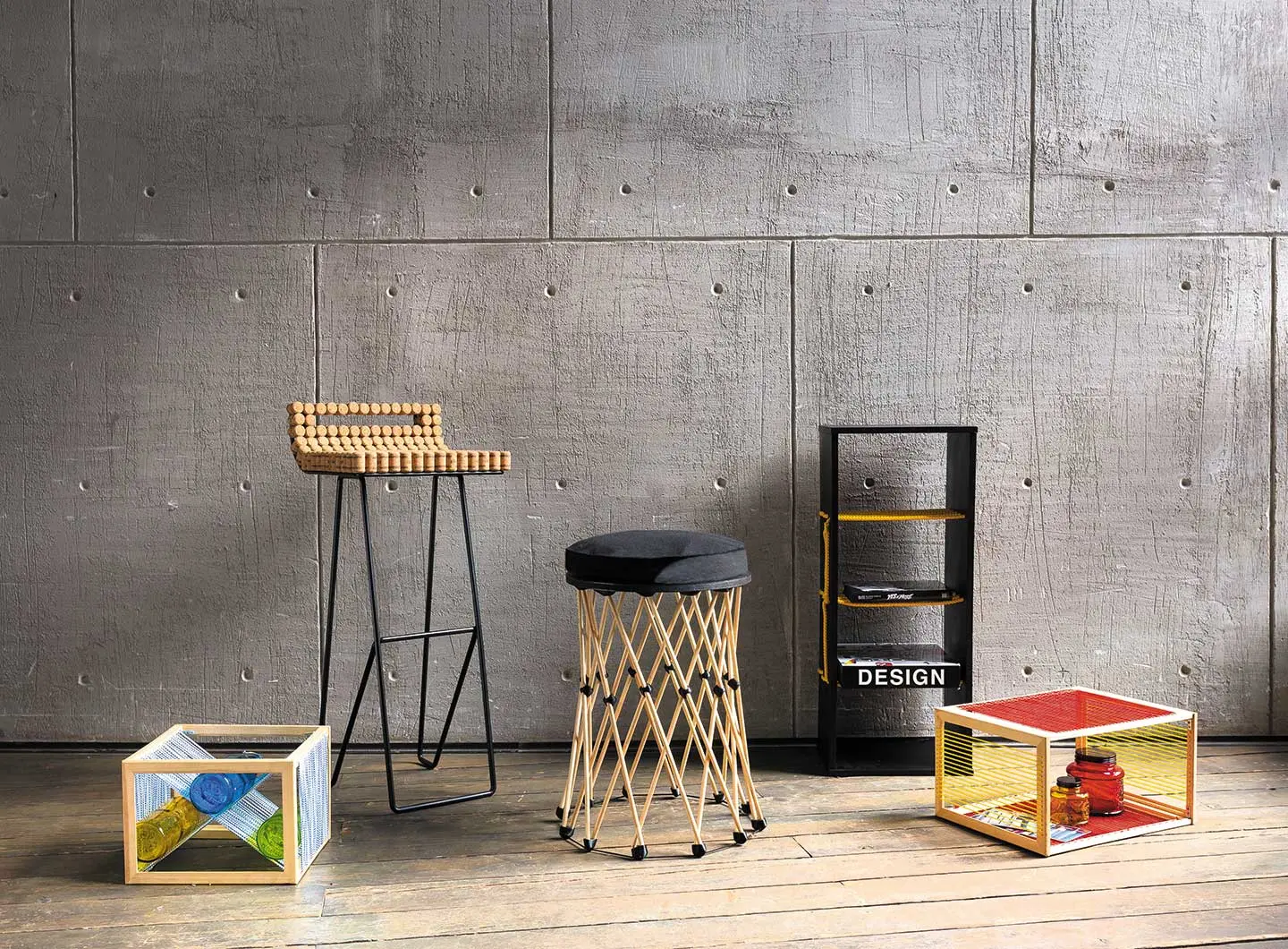 Kultura Shelves collection, Abrau Bar stool, Shukhov stool