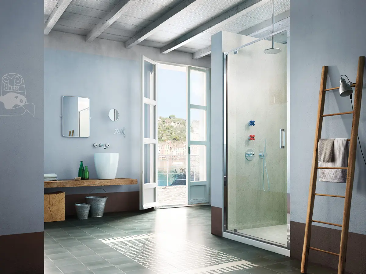 Vismaravetro - Cabina doccia intelaiata ad anta battente - collezione Junior