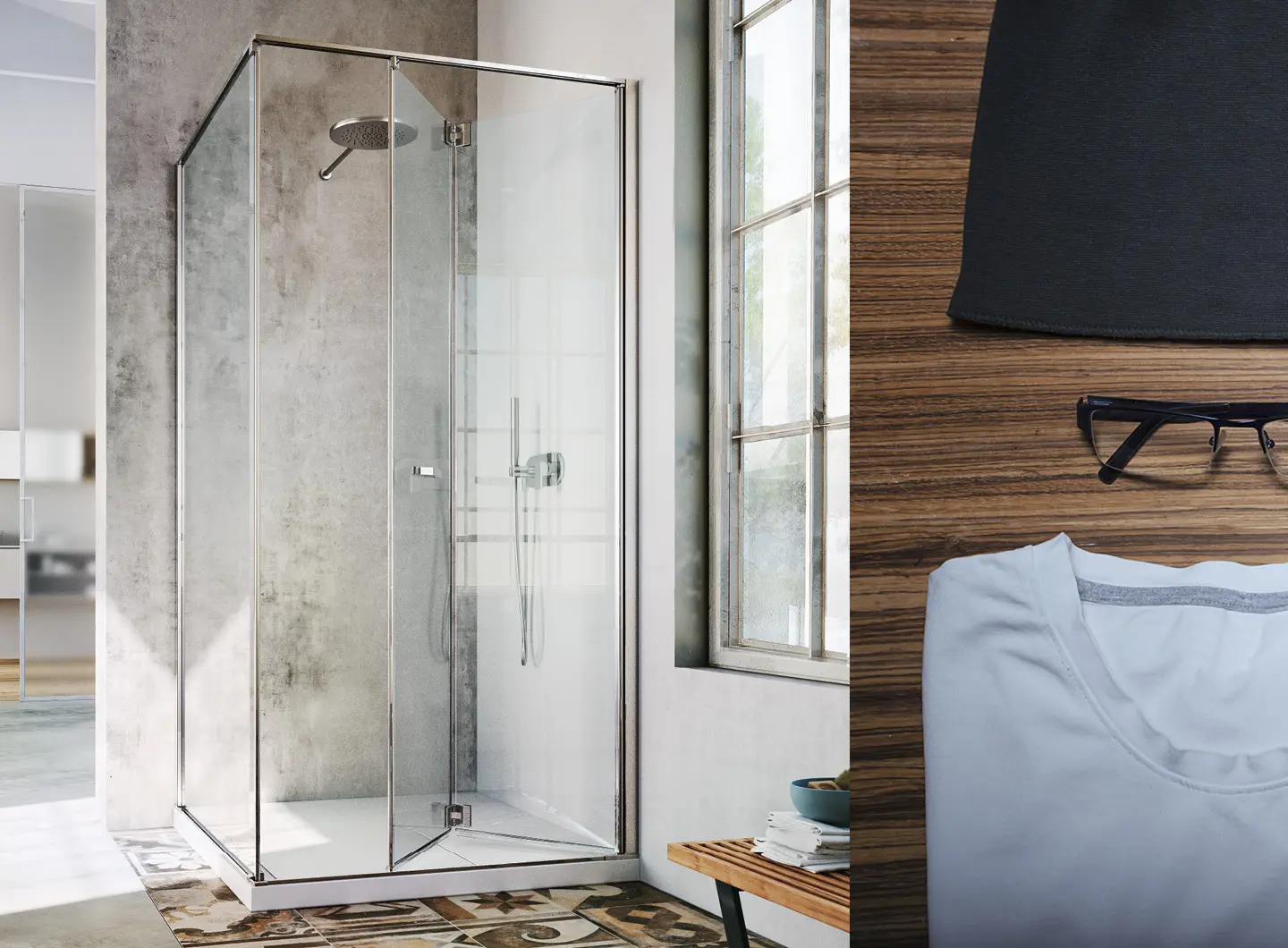 Vismaravetro - folding shower enclosure - Replay collection