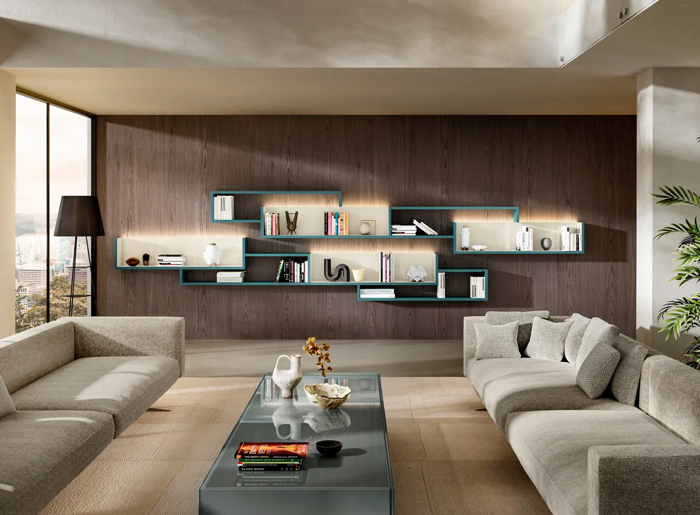 Slider 2 Libreria Lagolinea LAGO personalizzabile a parete
