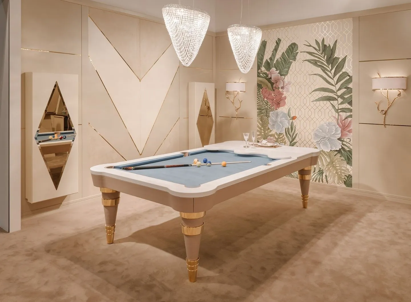 luxury pool table convertible in dining table