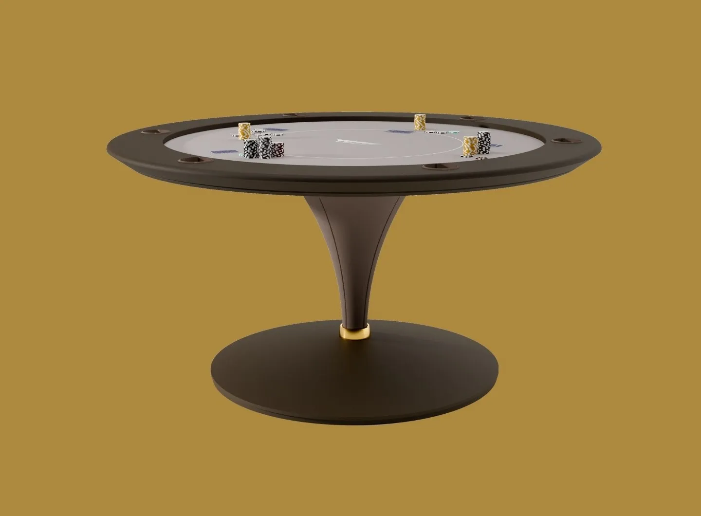 round poker table with leather leg