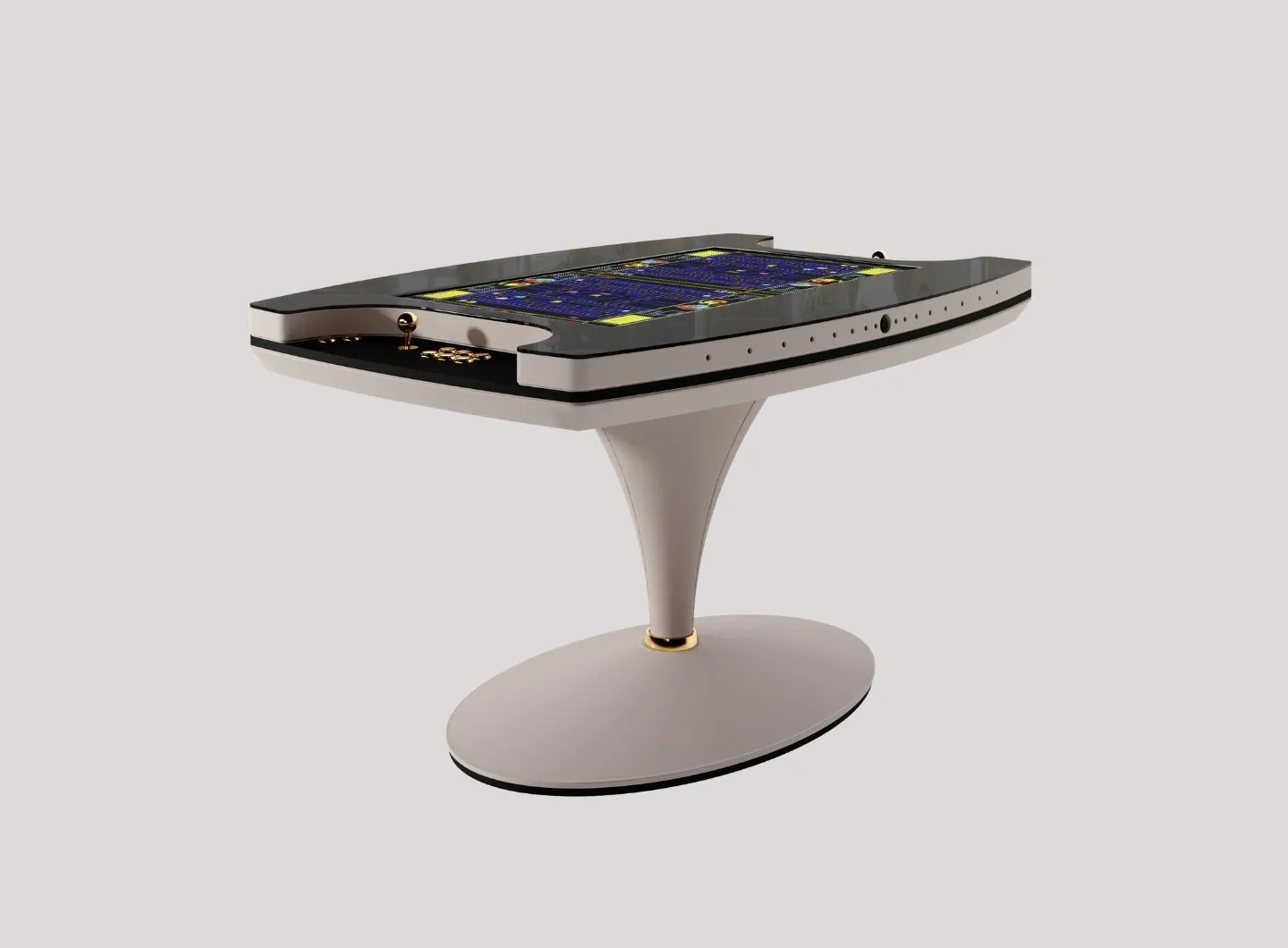 videogames table in grey colour with samsung screen