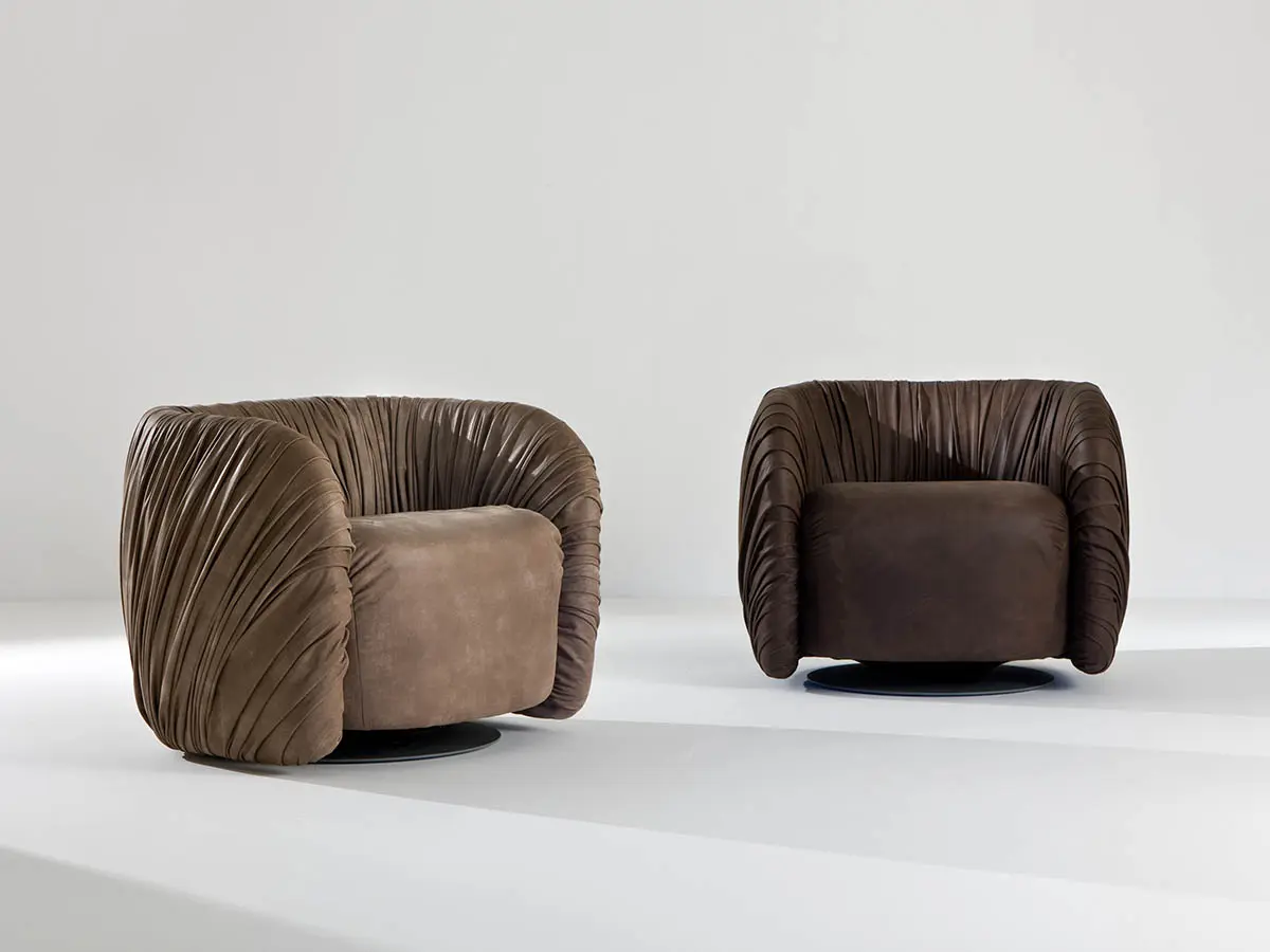 Minimalist design chair - LV 101 - LAURAMERONI - fabric / velvet / leather