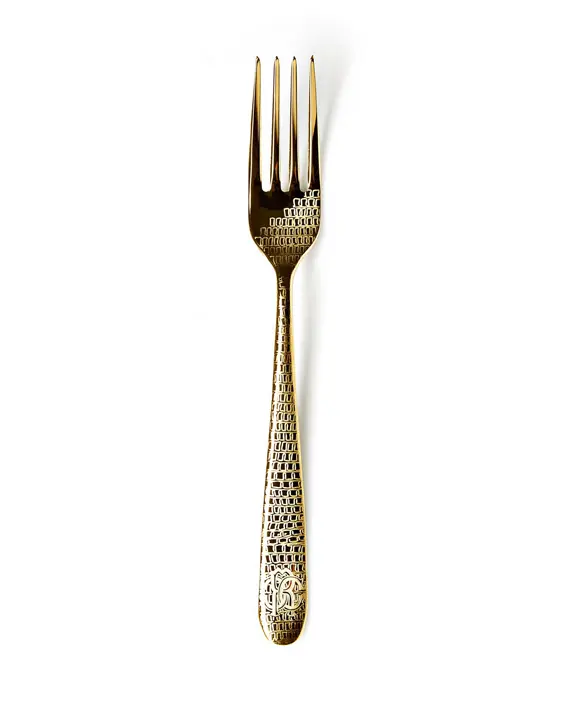 Roberto Cavalli Home Luxury Tableware - Lizzard Gold Cutlery