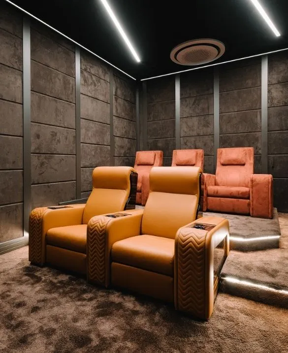leather home cinema recliner in orange colour