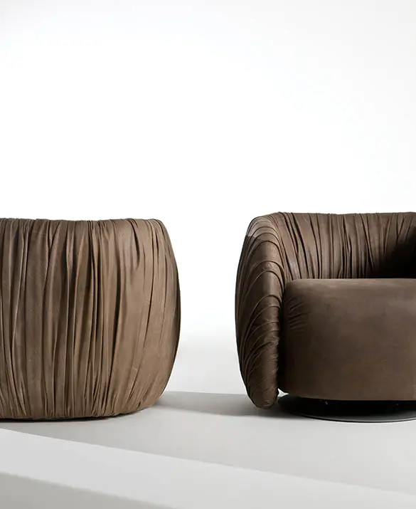 laurameroni luxury high end poufs and armchairs in precious materials