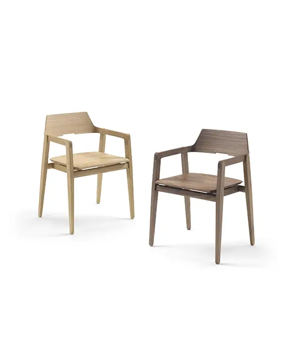 Durame - Millemiglia - Solid wood seat with armrests, with slender and ergonomic shapes