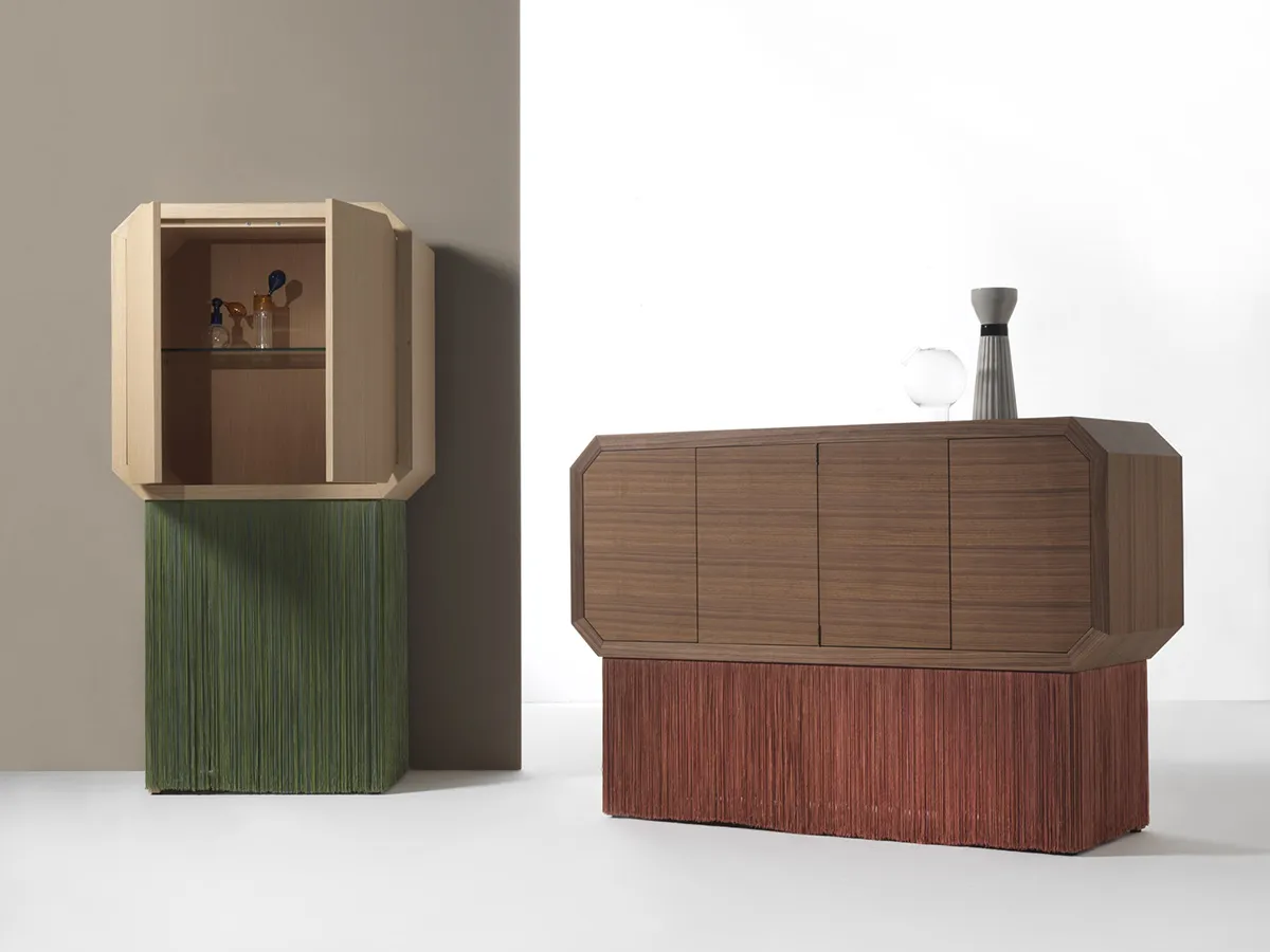 Durame - Sipario - Solid wood sideboard with tripoline fringes