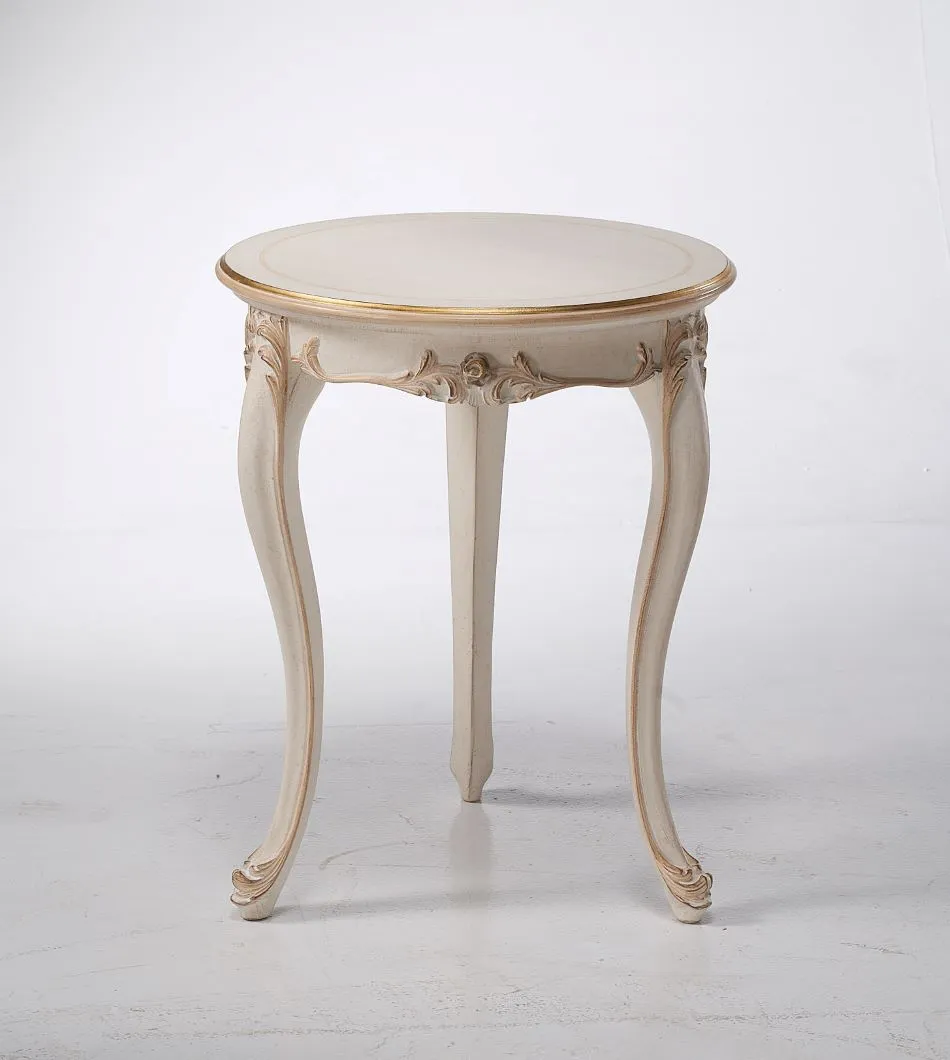 Round coffee table with carving and painting in Florentine style 