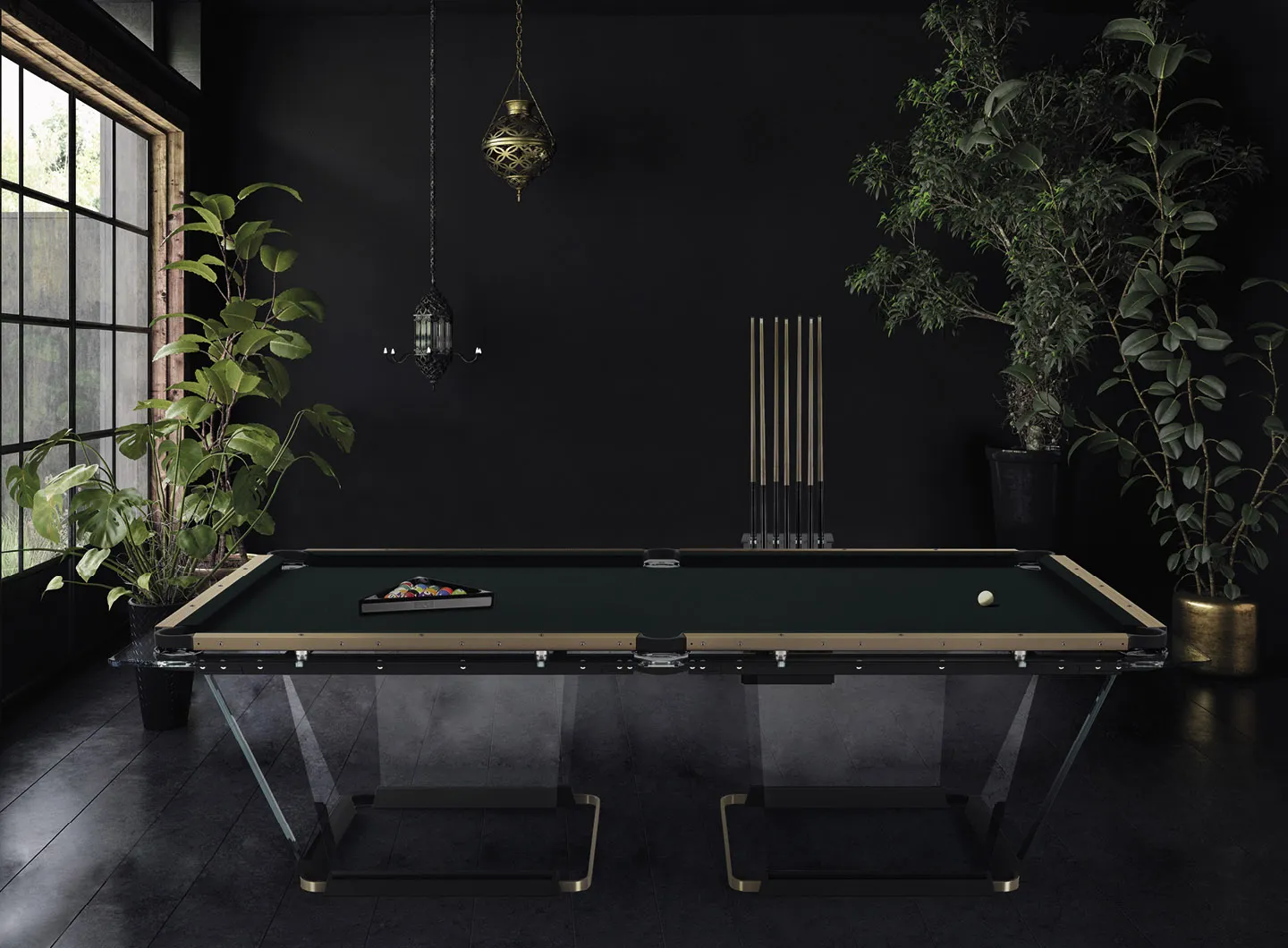 Black emphasizes the table’s sleek lines and form.