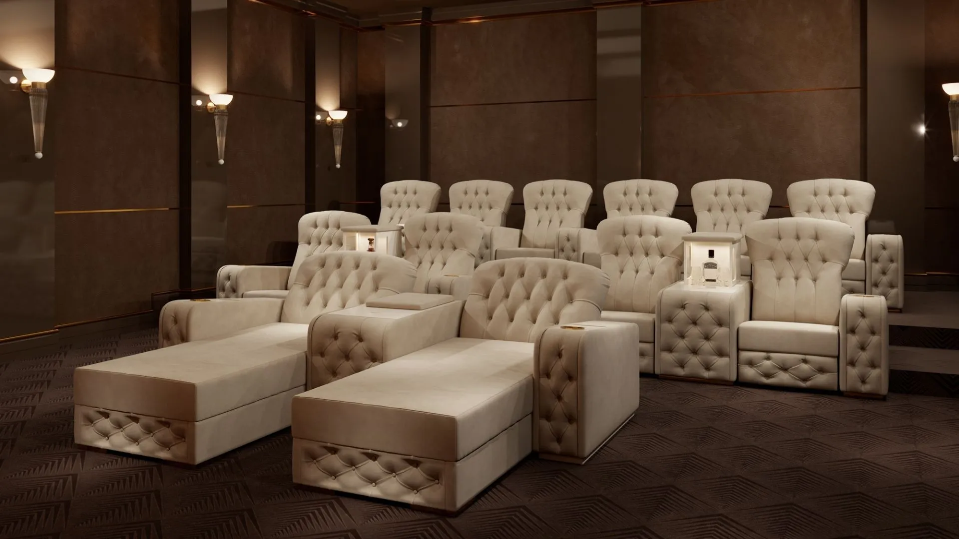 ivory leather home cinema seating by Vismara Design