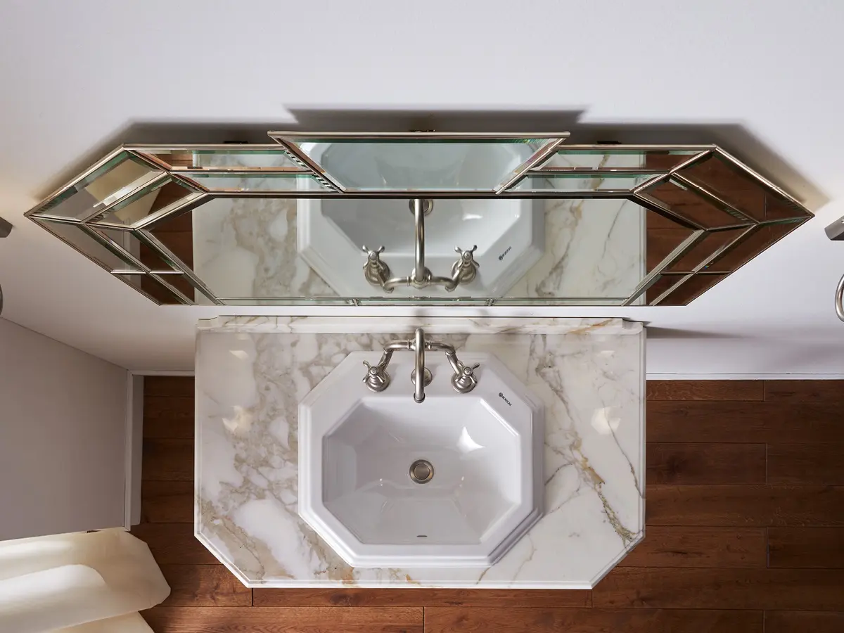 Sbordoni 1910 - Michelangelo golden marble consolle metallic legs.