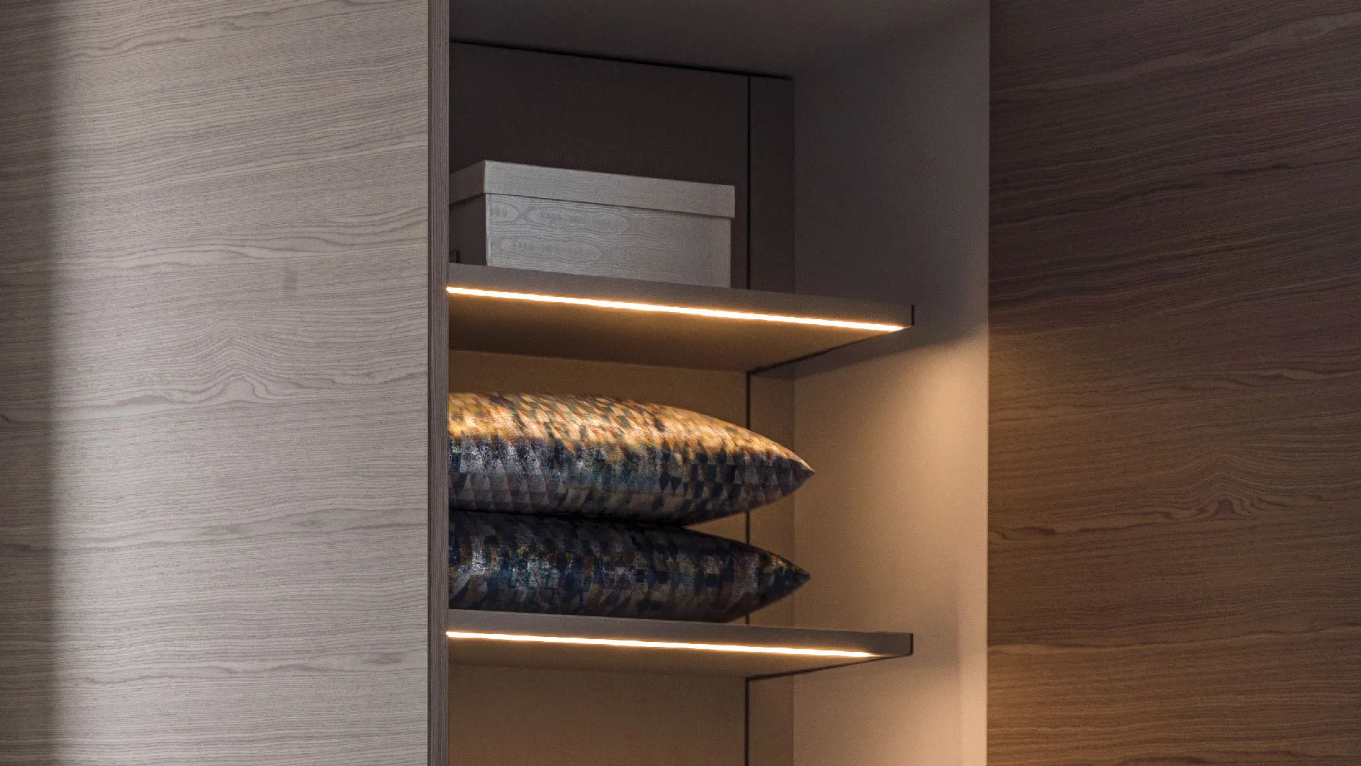 Endless options for the interior of your wardrobes. Even with light.