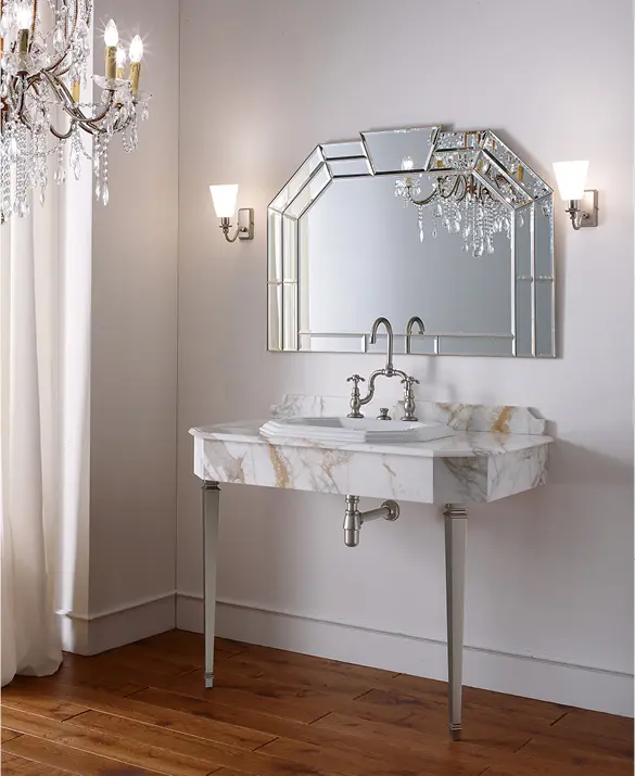 Sbordoni 1910 - Michelangelo golden marble consolle metallic legs.