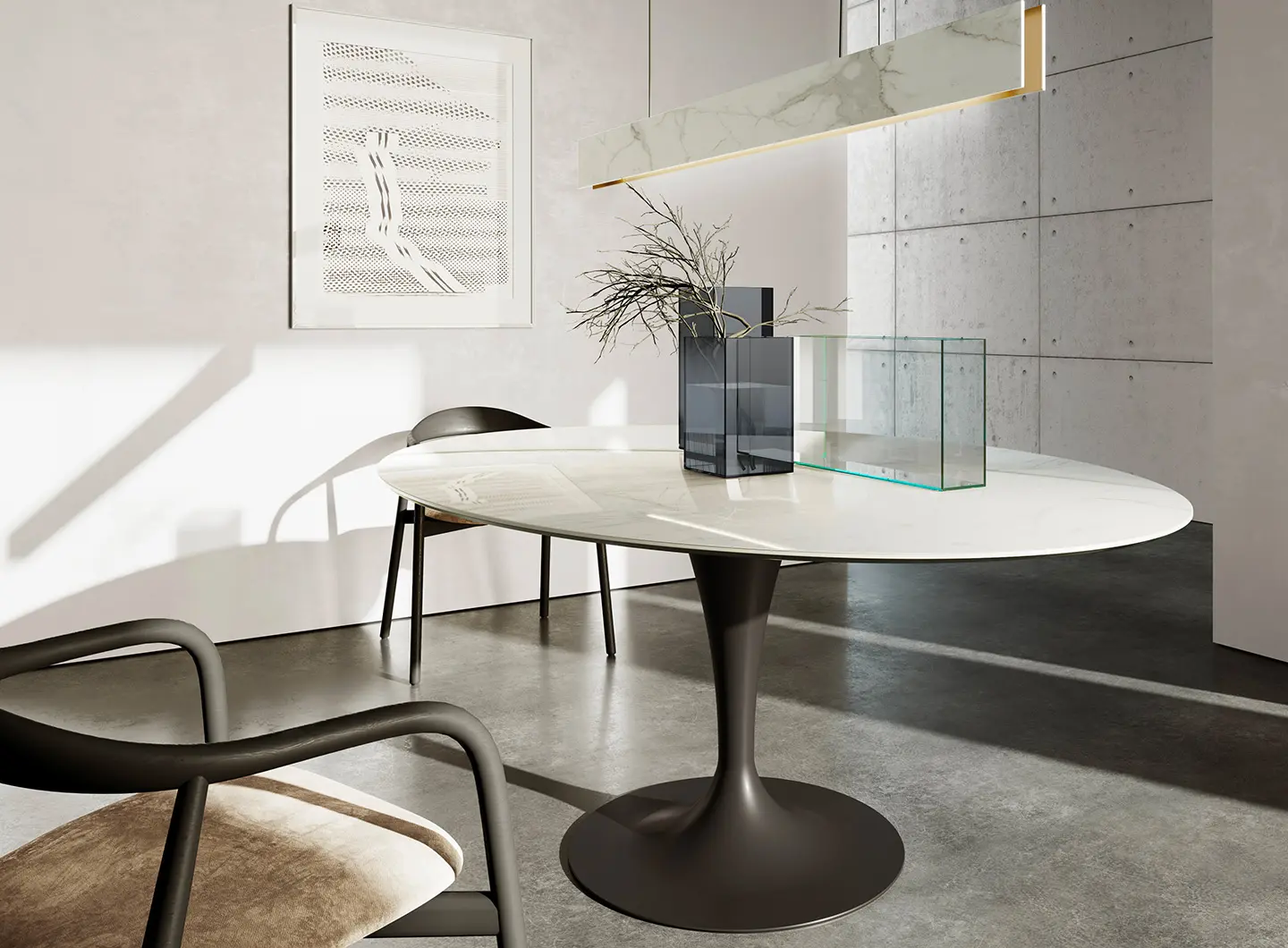 SOVET ITALIA Flute elliptical dining table