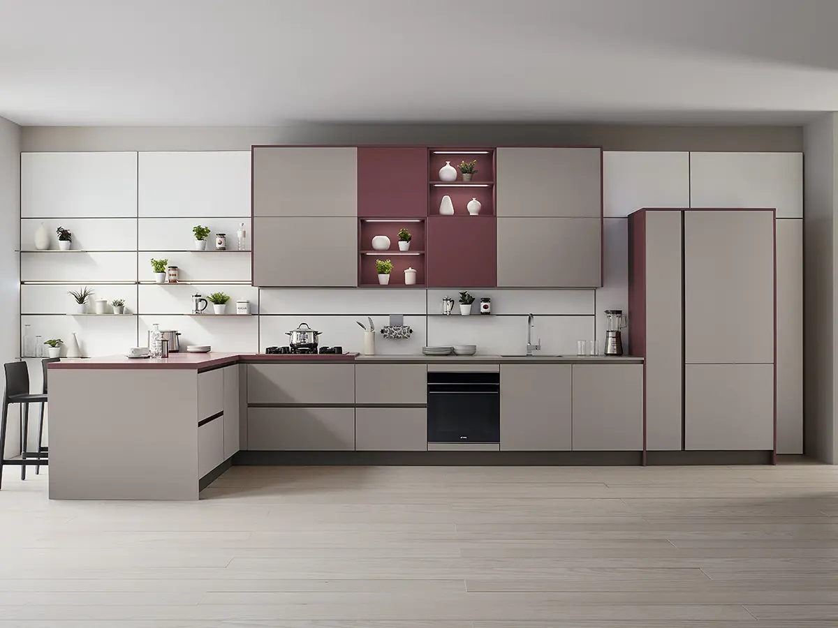 LIKE J Laccato Opaco Marrone Soft / Laccato Opaco Rosso Soft / Fenix Bianco Kos