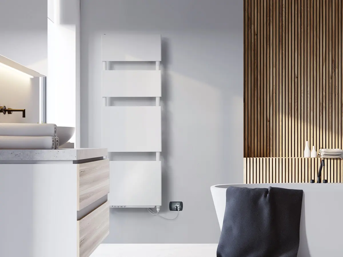 Drop - Hydraulic Towel Warmer with a condensation dehumidifier and an air purifier